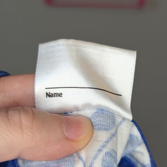 Hanna Andersson Blue & White Geometric Floral Print Racer Back Dress Size 130/8 - Picture 7 of 11